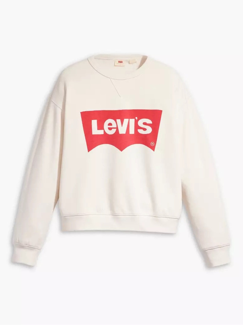 Levi's Cream Crewneck Sweatshirt with Red Logo